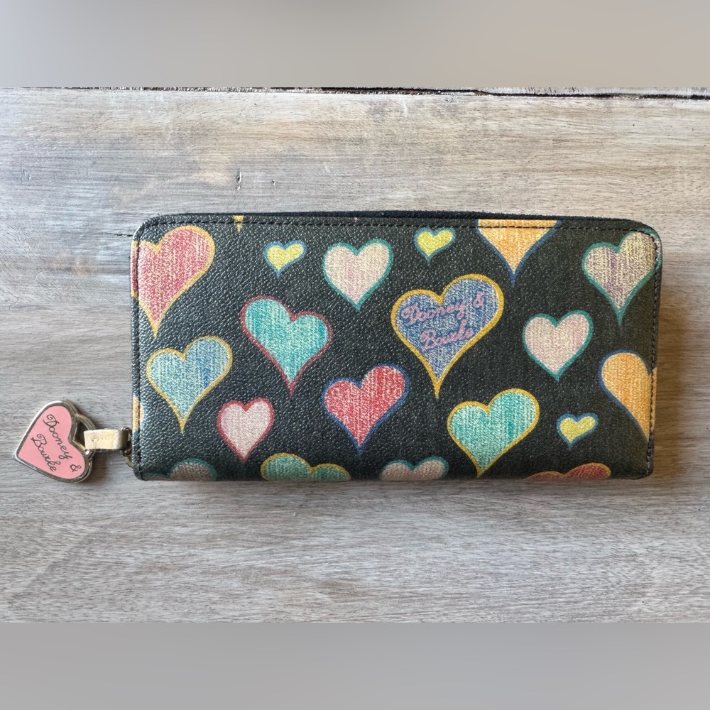 Dooney & Bourke Black Heart Pattern Wallet